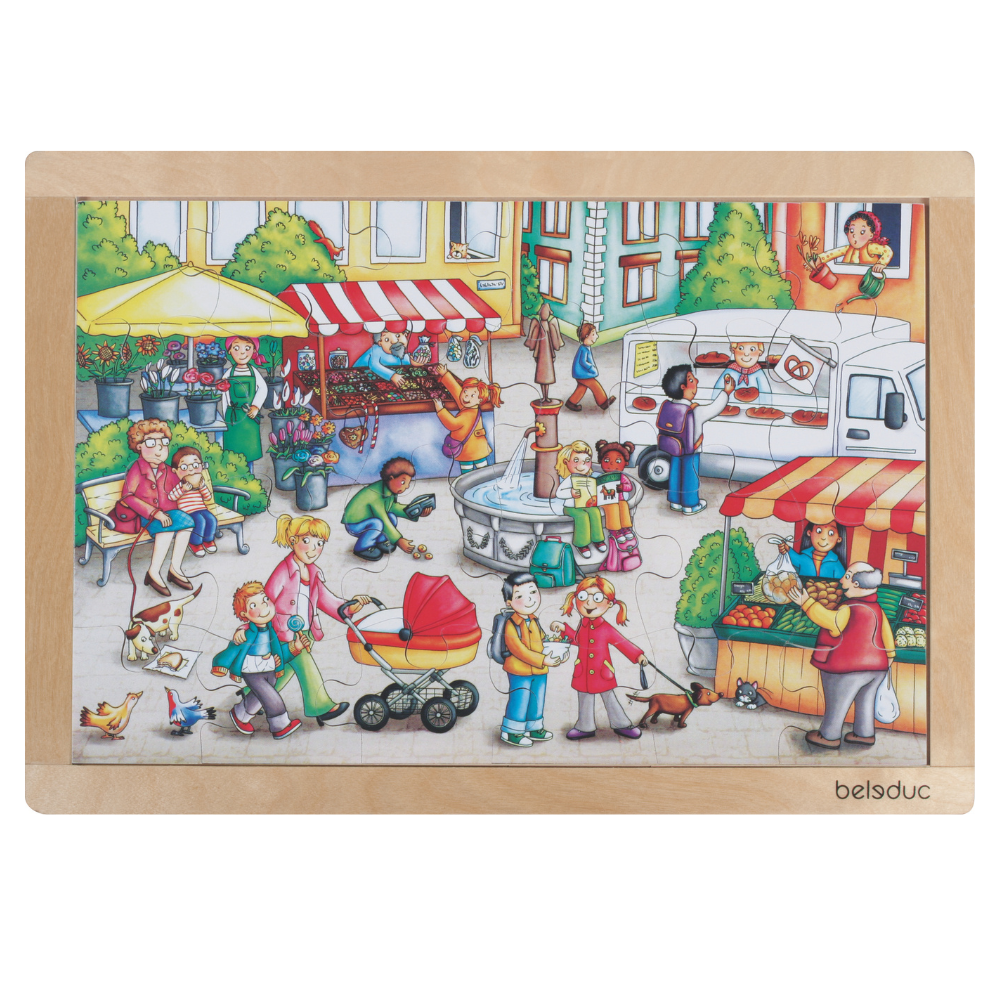 Rompecabezas de marco de mercado