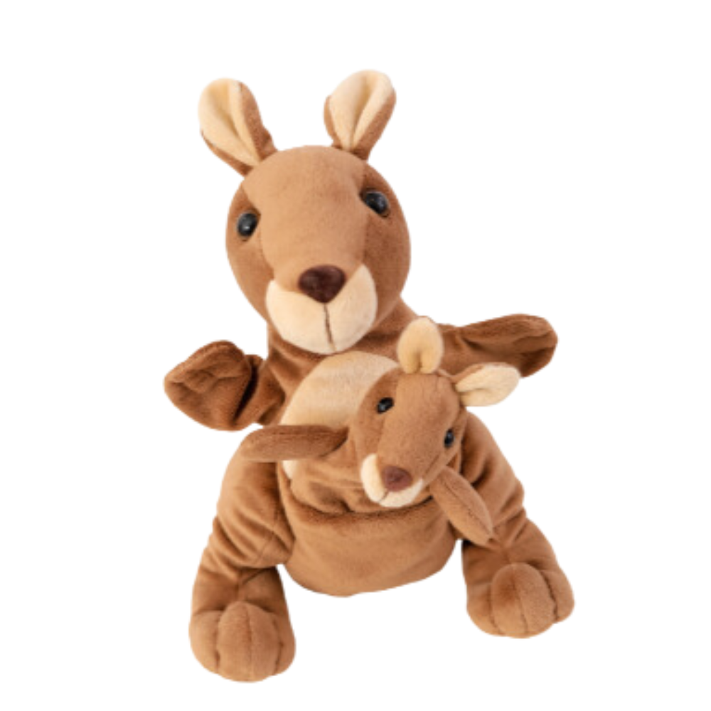 Marioneta de mano figura Mamá y bebé canguros