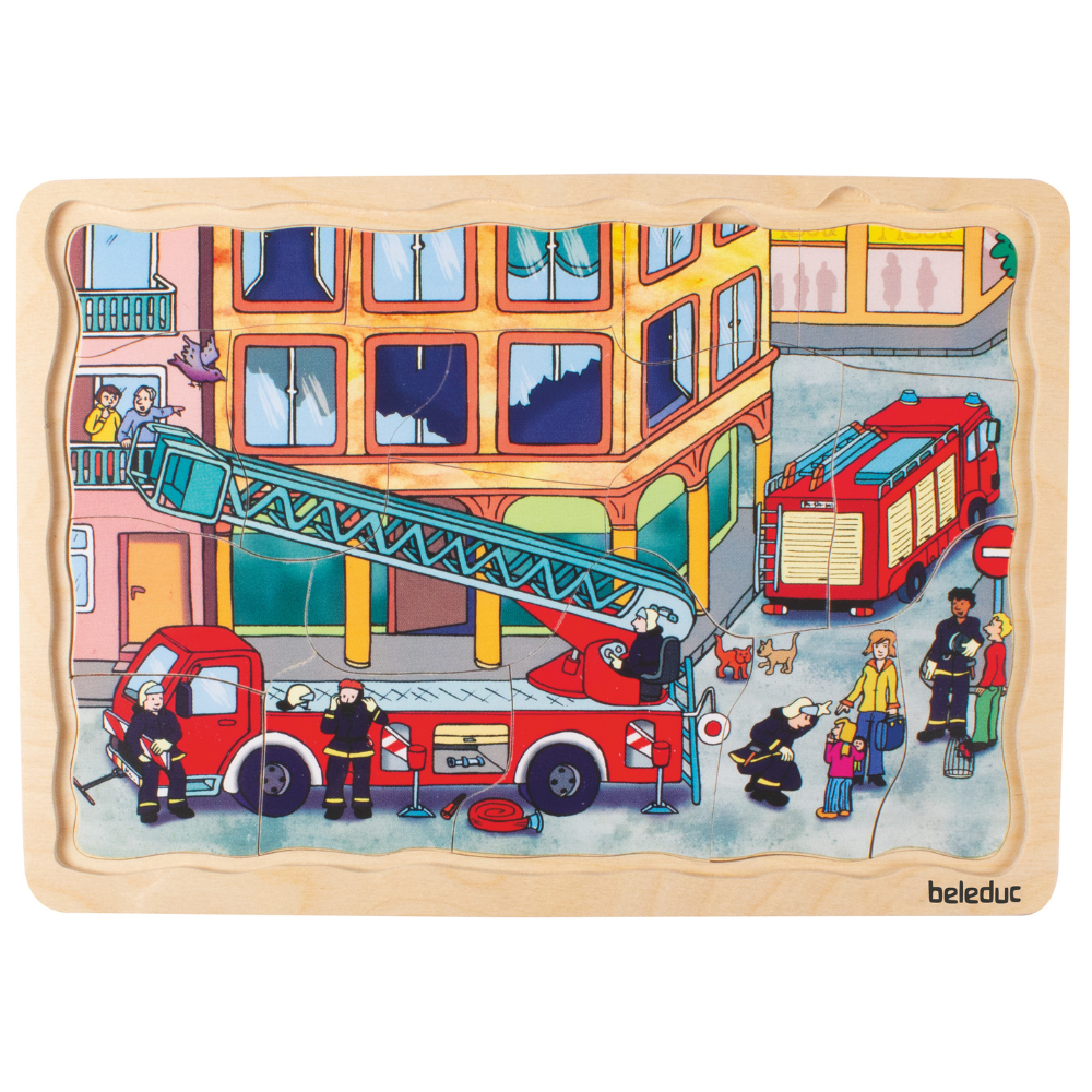 Rompecabezas de capas estación de bomberos