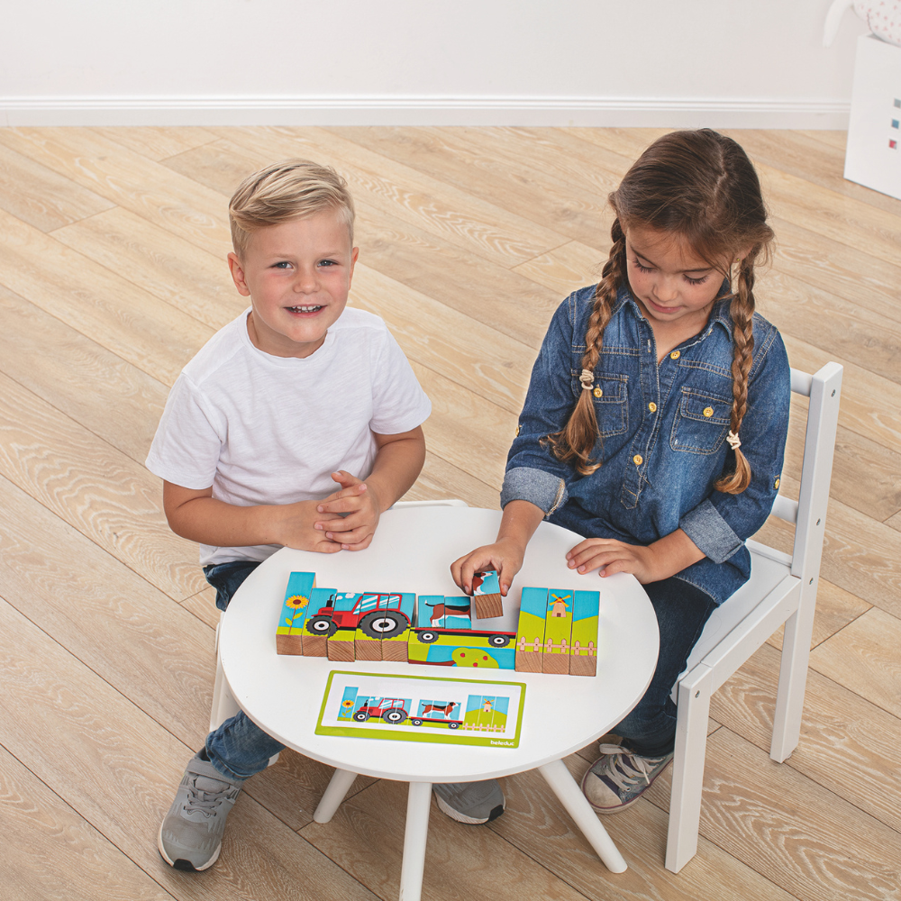 Granja de bloques y rompecabezas