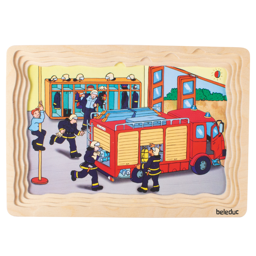 Rompecabezas de capas estación de bomberos
