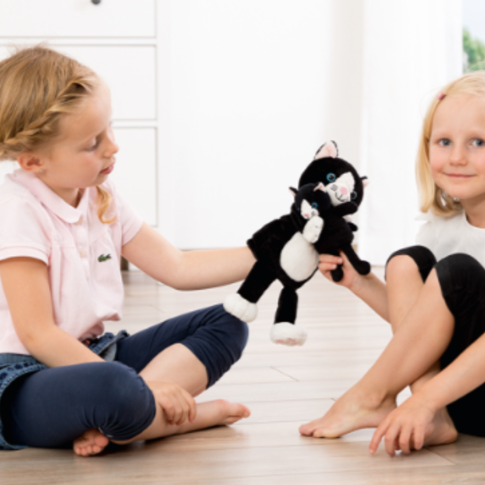 Marioneta de mano figura Mamá y bebé Gatos