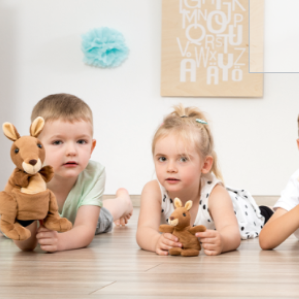 Marioneta de mano figura Mamá y bebé canguros