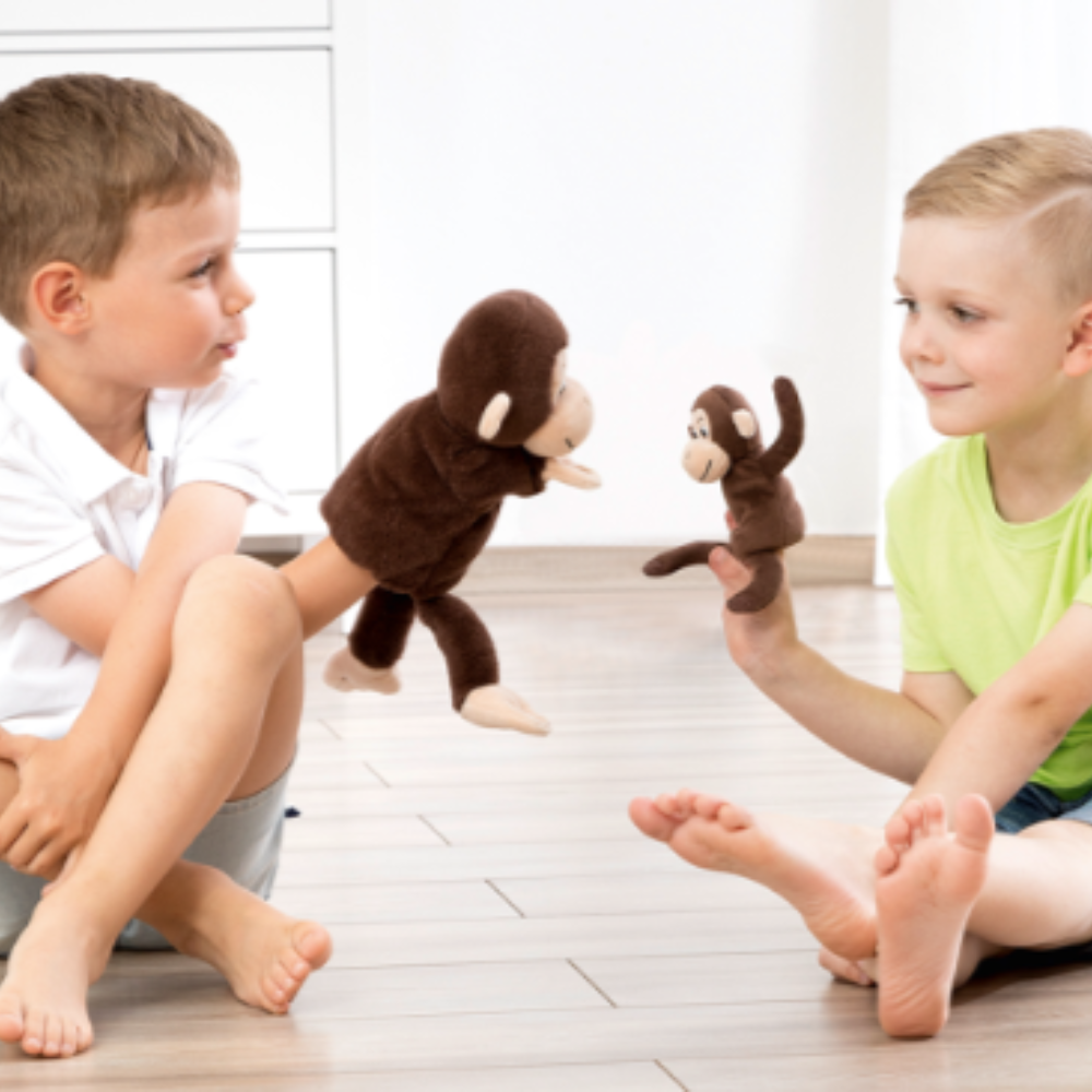 Marioneta de mano figura Mamá y bebé mono