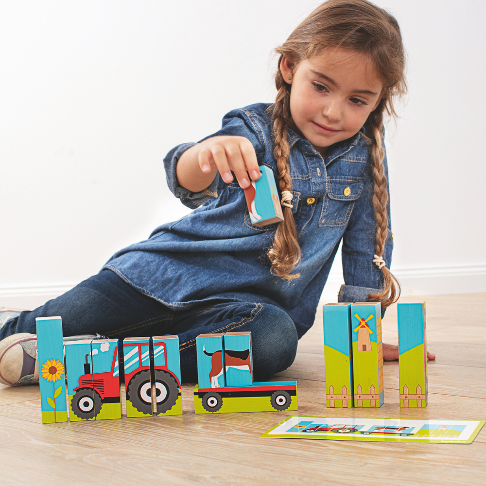 Granja de bloques y rompecabezas