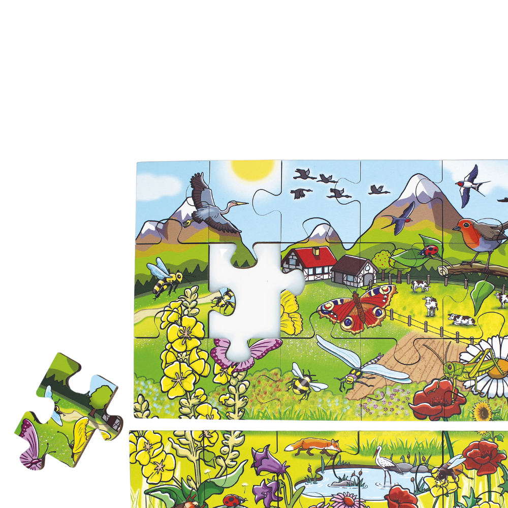 Rompecabezas de suelo Descubre el prado de flores