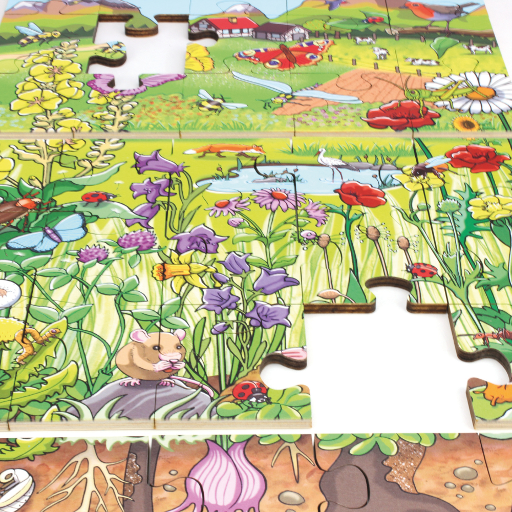 Rompecabezas de suelo Descubre el prado de flores
